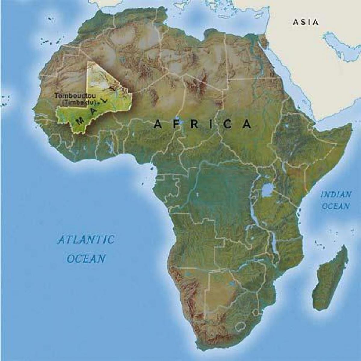 มาลิแอฟริกาตะวันตกบนแผนที่